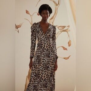 Farm Rio Cream Natural Skin Lenzing™ Ecovero™ Viscose Midi Dress, Small, $230